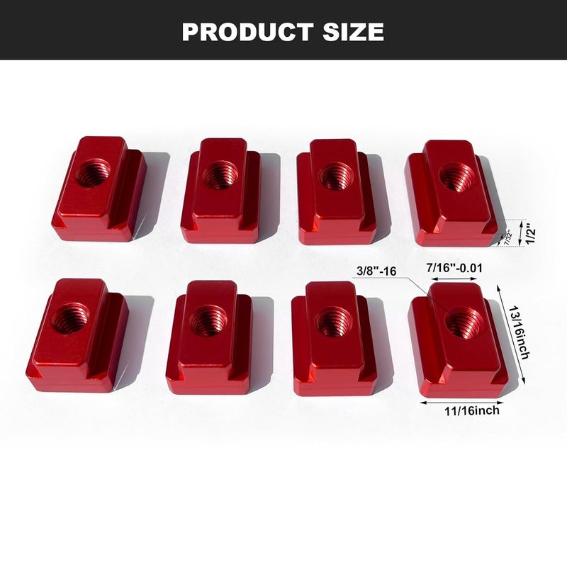 JMSMSH T-Slot Nut 7/16 Inch Red Oxide Finish 3/8"-16 Threads,T-Slot Nut 7/16 Inch Red Oxide Finish 3/8"-16 Threads - Image 2
